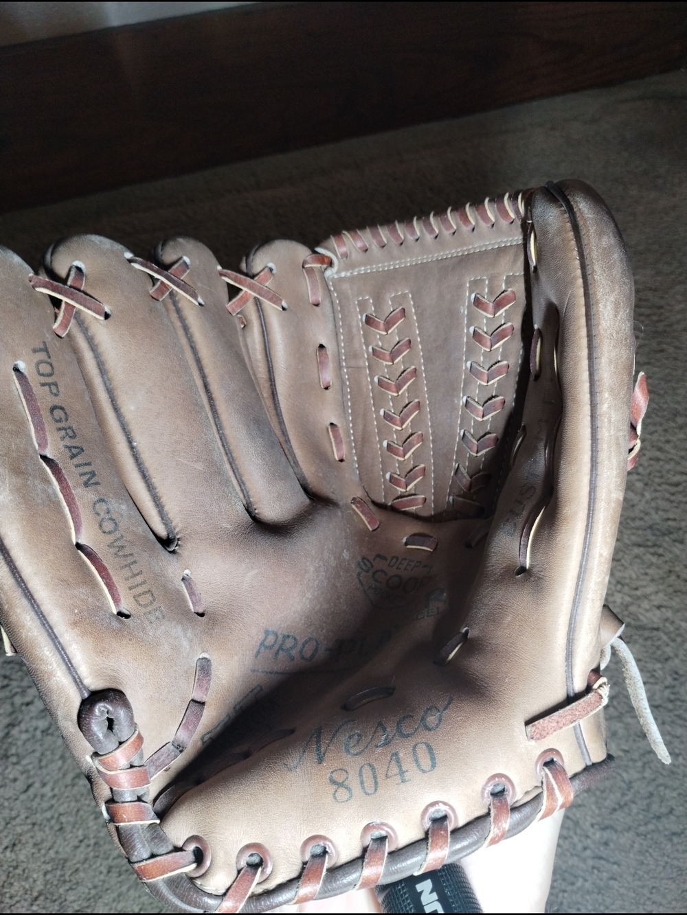 Vintage Nesco 8040 Brown Leather Baseball Glove